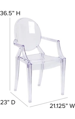 Juego de 4 sillas de comedor y acento Cheers Ghost con brazos curvos y asiento contorneado Foto 1 de 4