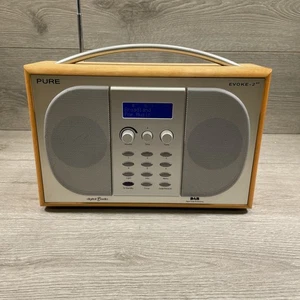 Pure Evoke-2XT DAB/FM Digital Radio Silver Oak Wood Effect - Tested & Working - Picture 1 of 15