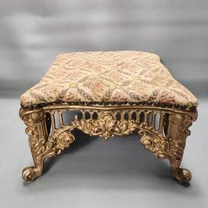 Antique Cast Iron Footstool Gold Detailed Victorian 14" x 14" - Picture 1 of 16