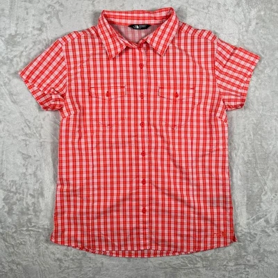 Camisa de mujer The North Face a cuadros con botones manga corta roja grande senderismo Foto 1 de 4