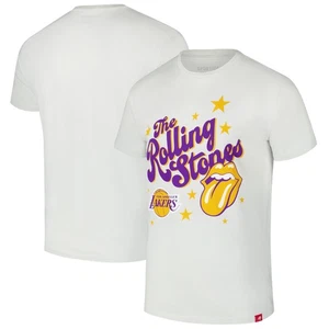 Camiseta Unisex Sportiqe Blanca Rolling Stones x Los Angeles Lakers Bingham Collab - Imagen 1 de 3