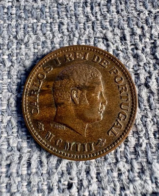 India-Portuguese, 1903 1/4 Tanga Coin-larger Bronze coin with Roman Numeral Date - Image 1 of 2
