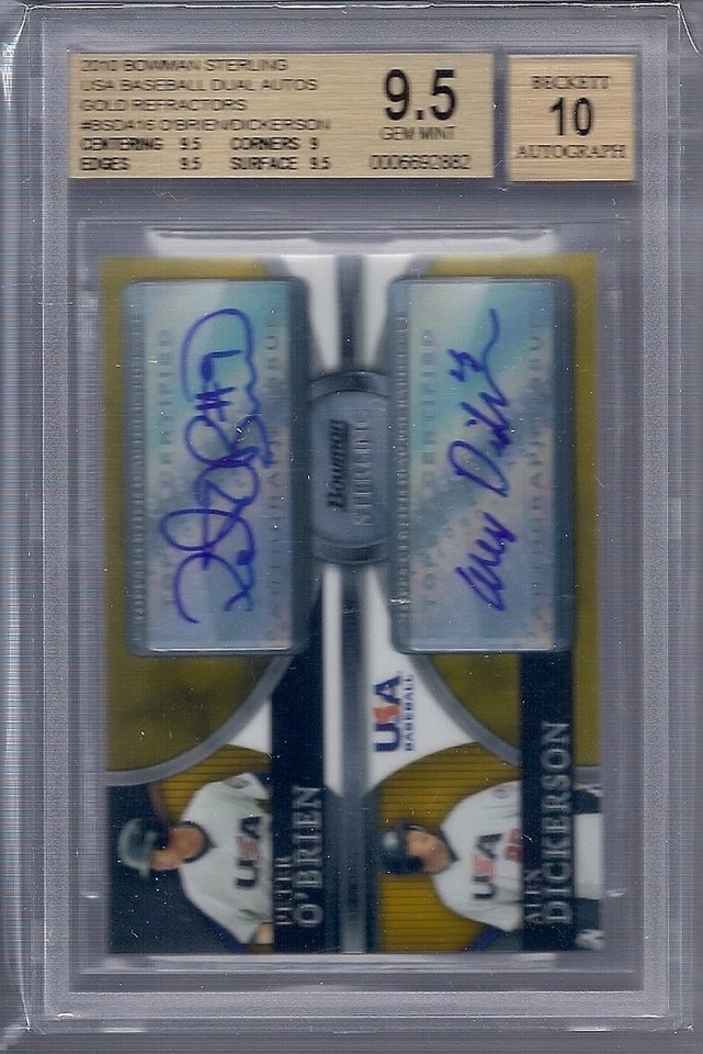 BGS 9.5 2010 Bowman Sterling USA DUAL AUTO GOLD REFRACTOR O'Brien/Dickerson /50 - Image 1 of 1
