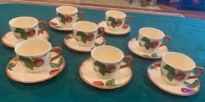 Vtg Franciscan Apple Pattern Hand Painted Cups & Saucers - Price for 1 set - Picture 1 of 6