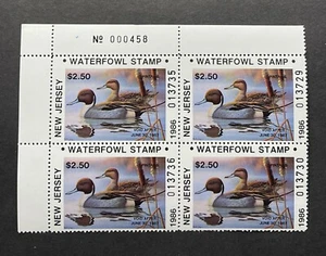 1986 NEW JERSEY - Block - State Duck Stamp - Lot1 - Mint OG NH **RESIDENT** - Picture 1 of 2