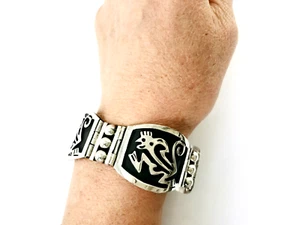 Pulsera mono azteca mexicana Taxco de plata de ley 925. 58 g, 18,5 cm, 7,3" - Imagen 1 de 11