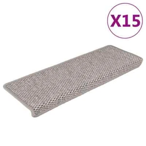vidaXL Stair Mats Self-adhesive Sisal-Look 15 pcs 65x21x4 cm SilverNew - Picture 1 of 8