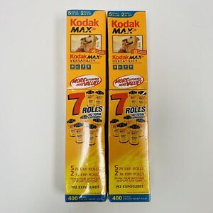 Lot Of 2 Kodak Max Versatility ISO 400 Color Film 35mm 7 Pack 192 Exposures NEW