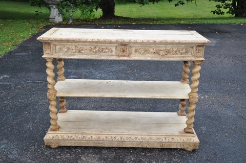 19th C French Stripped Oak Dessert Buffet Server Sideboard Cover