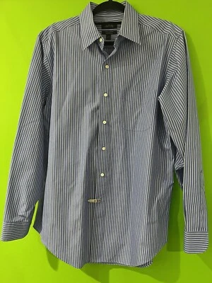 Allen Solly Mens Shirt Sport Fit Button Up Size: 15 1/2 Long Sleeve Striped Blue - Image 1 of 2