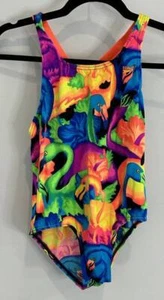 Speedo Girls One Piece Swimsuit Bright Color Flamingo Print Size 16 - Picture 1 of 9