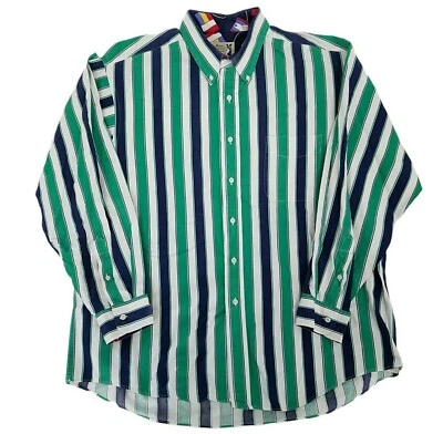 Boston Prepatory Company Mens XL Button Down Shirt Colorblock Striped 90s - Image 1 of 4