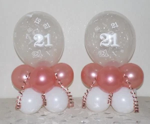 21° compleanno - oro rosa - confezione da 2 -6 o 12 - kit display decorazione palloncino da tavolo - Foto 1 di 1
