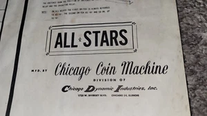 Original 1968 Chicago Coin All Stars Baseball Pinball Pitch & Bat Schematics - Bild 1 von 8