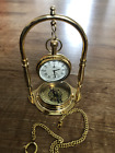 vintage type solid Brass polished Pocket watch  and  display stand  compass