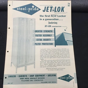 Vtg Steel-Pride Brochure ~ Jet-Lok Lockers Cabinets 1956 Catalog - Picture 1 of 3