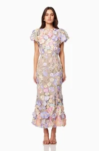 Elliatt Astraea 3D Floral Lace Maxi Dress Purple - Size 12-14 - Picture 1 of 3