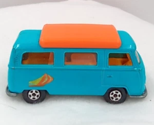 Matchbox Volkswagon Camper Car 1970 Lesney England No 23 Blue Orange Decals Tire - Picture 1 of 11