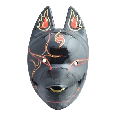 Maschera volpe giapponese Hajimari Kitsune Komendo danza viso dipinto a mano ... - Immagine 1 di 4