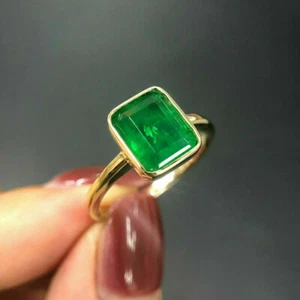 2,00 kt Grün Smaragd Diamant Solitär Verlobungsring 14 Karat Gelbgold-Finish - Bild 1 von 11