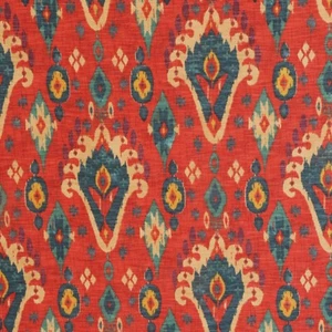 iLiv Boho Rouge Ikat Tessuto Lino Cotone Tenda Cuscino Imbottitura al Metro - Foto 1 di 7