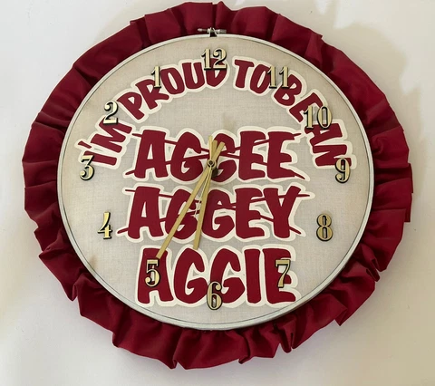 Texas A&M I’m Proud To Be Aggie clock vintage ruffle By Timely Treasures Cover