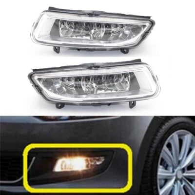 Front Bumper Fog Lights Driving Lamps For Volkswagen VW Polo 6R 2009-2014 Pair - Image 1 of 4