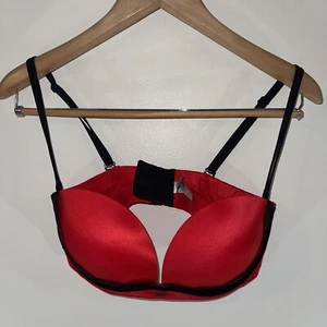Victoria's Secret Very Sexy Balconet Red Black Metallic Lace Bra Size 36D - Picture 1 of 4