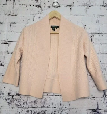 Cárdigan Suéter Ralph Lauren Petite Damas Talla P/P Rosa Suave/Lana Melocotón/Angora Foto 1 de 4