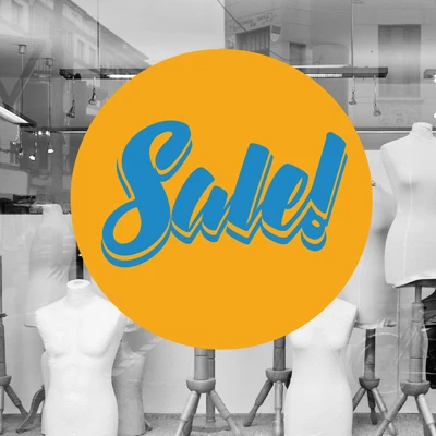 DREIACHTEINS MEDIA Aufkleber Folie SALE 2-farbig Buttons Rund Schaufenster Außen Werbung #2013