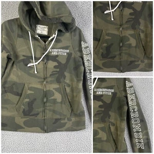 Abercrombie Fitch Hoodie Boys Medium Camouflage Full Zip Green Long Sleeve - Picture 1 of 17