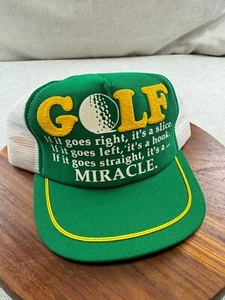 Vintage Golf Trucker Snapback Hat Funny Green Snapback Hat - Picture 1 of 4