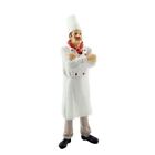 Figurine homme maison de poupée chef en foulard blanc et rouge en résine