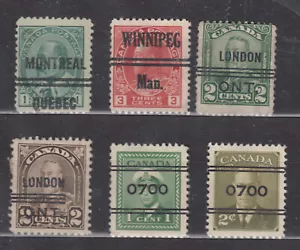 1903/1951 #89xx #109xx #150xx #166xx #249xx & #305xx 6 CITY PRECANCELS USED - Foto 1 di 1