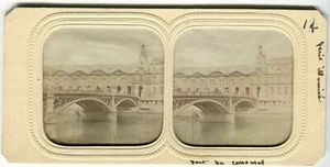Vintage Stereoview Tag/Nacht - Karussellbrücke, Paris Illuminé Albumen um 1870 - Bild 1 von 10