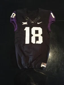 Game Worn Used Nike TCU Horned Frogs Football Jersey #18 Size 38 - Picture 1 of 4