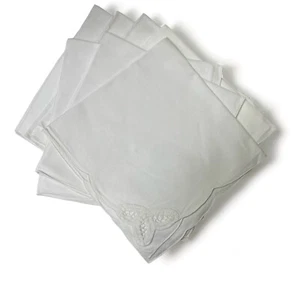 Vintage White Linen Napkins Set of 7 – 16x16 with Elegant Filigree Corners - Picture 1 of 4