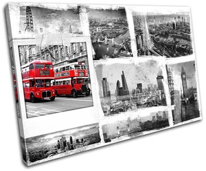 London Grunge City SINGLE CANVAS WALL ART Picture Print - Picture 1 of 1
