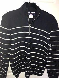 Ralph Lauren Logo Womens Size M Pullover Mock Neck Half Zip Navy Long Sleeve - Picture 1 of 7