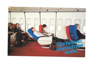 Vintage Postcard PAN AMERICAN PAN AM AIRLINES Brand New World reclining seats - Picture 1 of 2