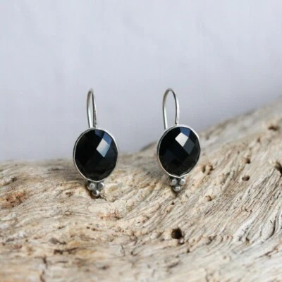 Originale 925 Argento Sterling Ovale Forma Onice Nera Artigianale Pendente Donna - Immagine 1 di 4