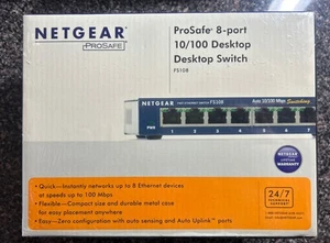 Netgear ProSAFE 8-port 10/100 Desktop Ethernet Switch Model #FS108 New Sealed - Picture 1 of 4