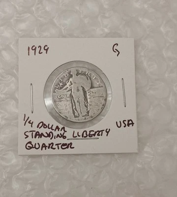 USA 1/4 Dollar~  Standing Liberty Quarter 1929~* G~ With Stars Under Eagle - Image 1 of 4
