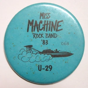 1983 HYDROPLANE pinback button 3" - Miss MACHINE ROCK BAND, #'d pin/distintivo - Foto 1 di 3