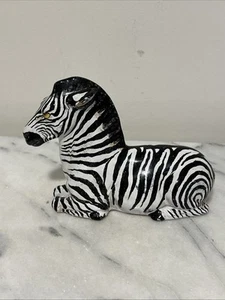 Vintage  Mid-Century Zebra Figurine Hand Made Stamped Italy Safari Jungle Clay - Picture 1 of 16