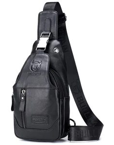 Sling Bag Genuine Leather Crossbody Backpack Outdoor Travel Chest Bag Daypack... - Bild 1 von 7
