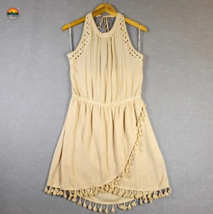 Miss Me Minikleid Beige Neckholder Baumwolle Ärmellos Boho Beachy Damen Gr. L - Bild 1 von 11