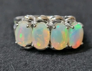 Stunny Natural Ethiopian Fire Opal Victorian Style 925 Silver Ring Size 9 0985 - Picture 1 of 10
