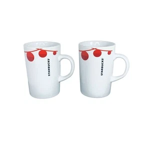 Starbucks Coffee Mug Set of 2 -Christmas Red Ornament White Ceramic - Picture 1 of 6