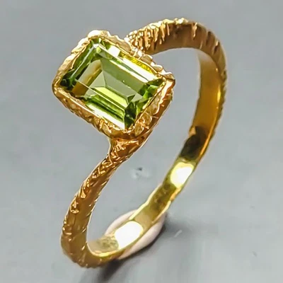 Anillo Hecho a Mano Anillo Peridoto Natural Plata de Ley 925 Talla 6/R446585 Foto 1 de 4